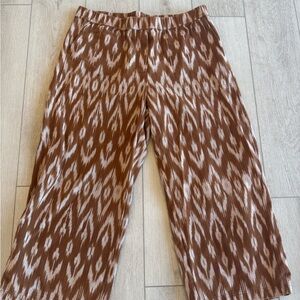 Pure Jill Brown Textured Wide Leg Pants